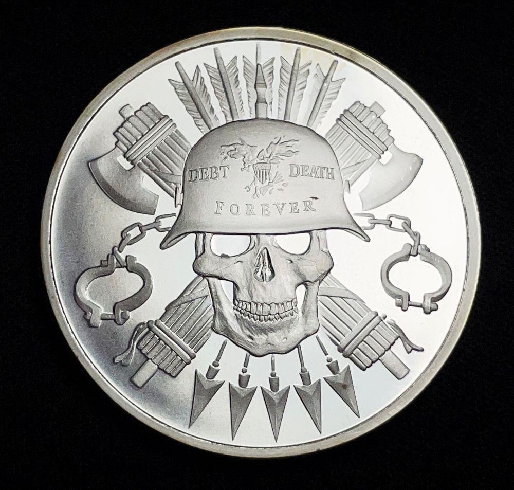 2018 "Debt, Death, Forever" 1 ozt .999 Silver Round (1 of 2)