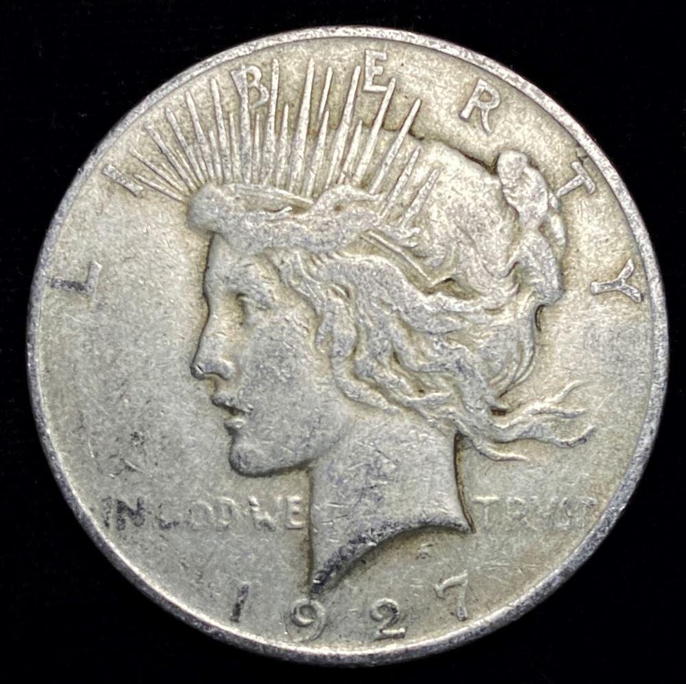 Better Date 1927-D Peace Silver Dollar Fine (1 of 2)