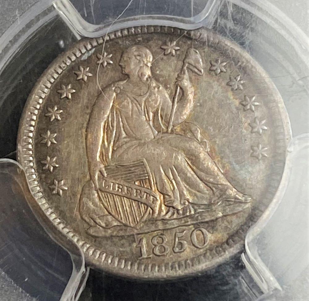 1850 Seated Liberty Half Dime PCGS AU53 (1 of 4)