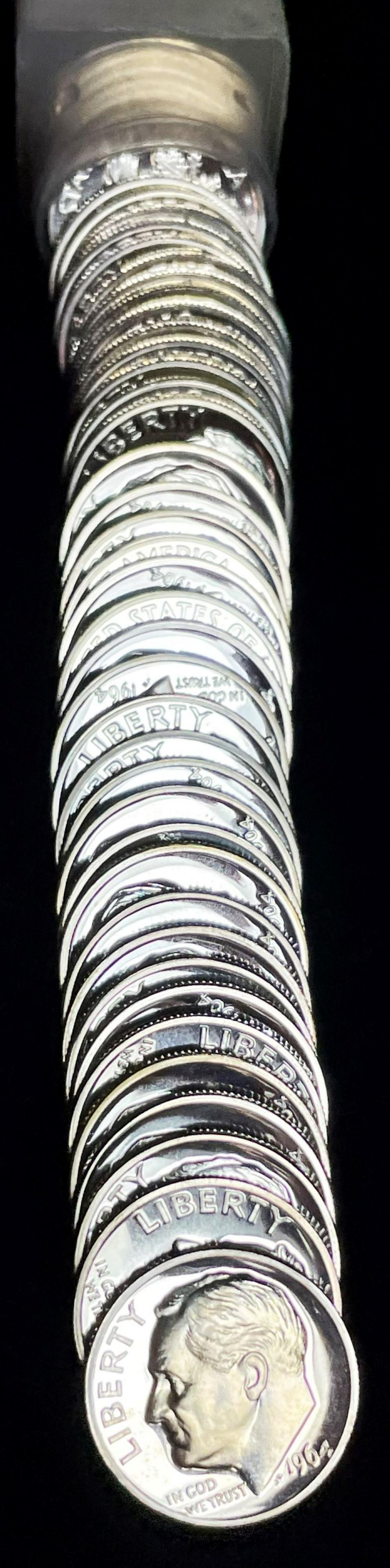 1964 Roll (50-coins) Proof 90% Silver Roosevelt Dime (1 of 3)