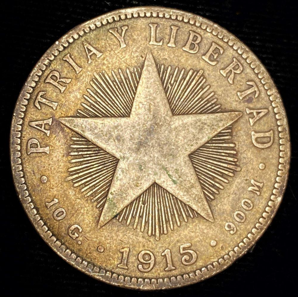 Rare 40 Centavos 1915 Cuban Libertad Coin VG 90% Silver (1 of 2)