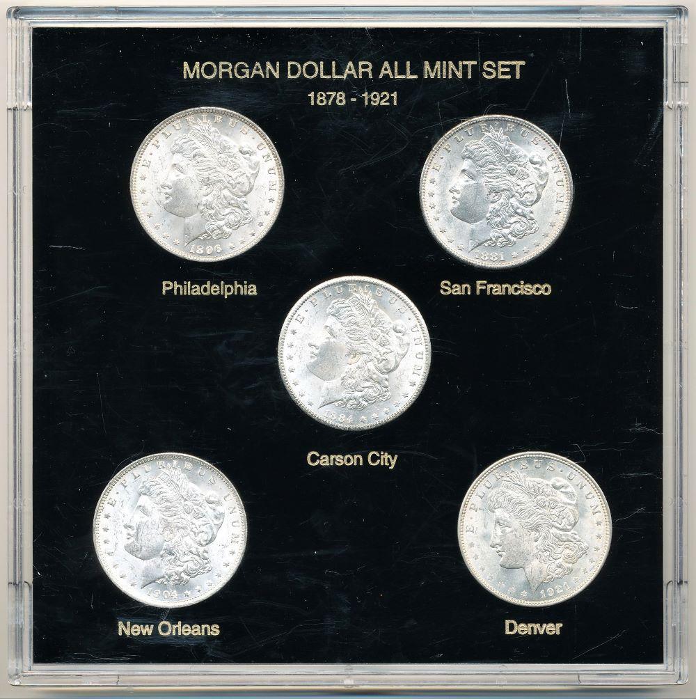 Last Min! 5-Coin Morgan Slver Dollar Mint Set MS63 (CC) (1 of 12)
