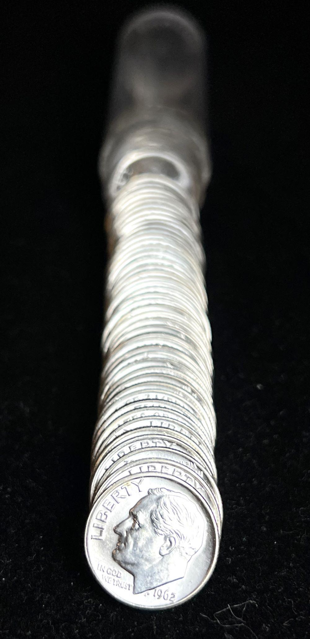 Roll (50-Coins) 1962 Roosevelt 90% Silver Dime (1 of 5)