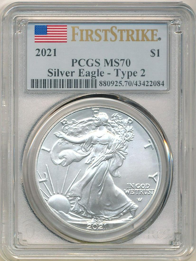 2021 American Silver Eagle First Strike PCGS MS70 Type2 (1 of 2)