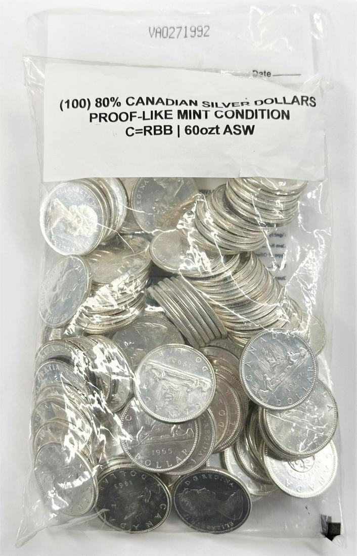 $100 Face 80% Silver Canadian Dollars Sealed Evidence Bag (1 of 6)