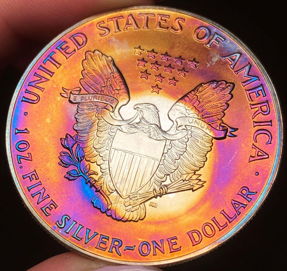 Bullseye Toning 1987 American Silver Eagle (1 of 4)