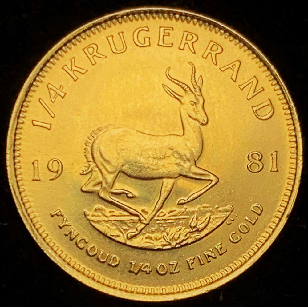1981 South Africa Fyngoud Krugerrand 1/4 ozt Fine Gold (1 of 2)
