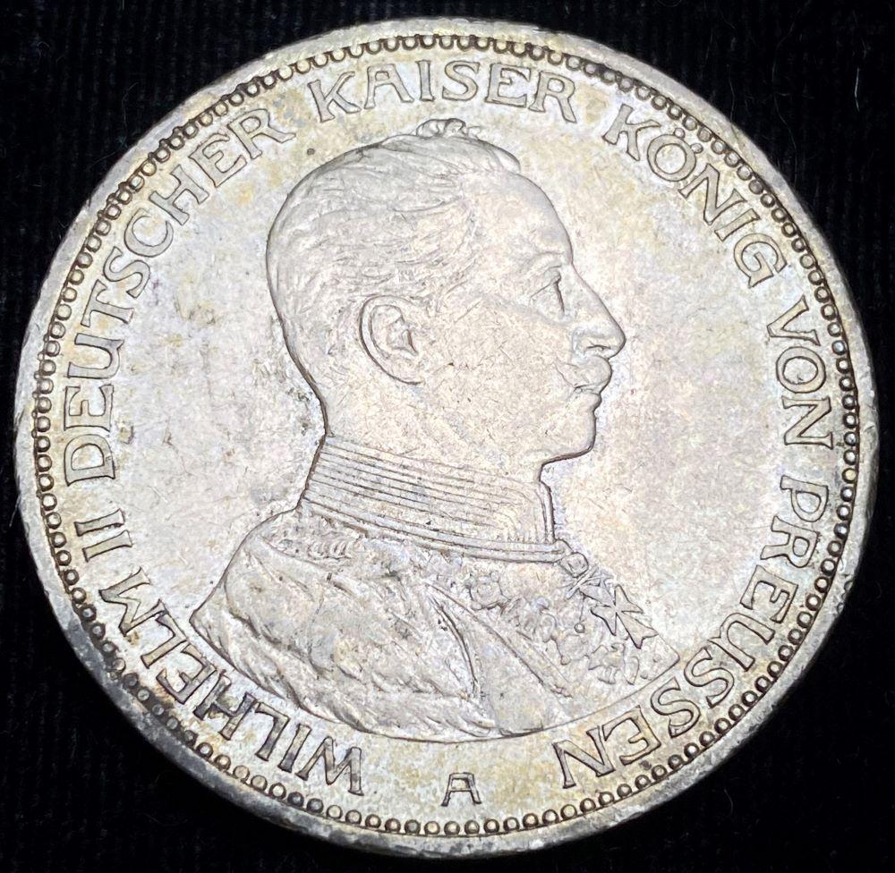1914 Prussia 3 Mark 90% Silver 0.48 ozt ASW (1 of 3)