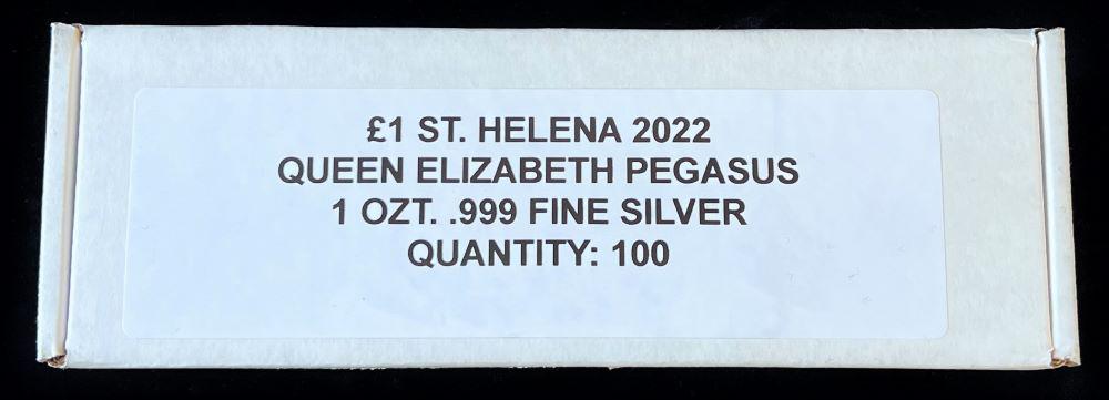 Box (100-coin) 2022 St.Helena Q.E 1oz Pegasus .999 Slvr (1 of 5)