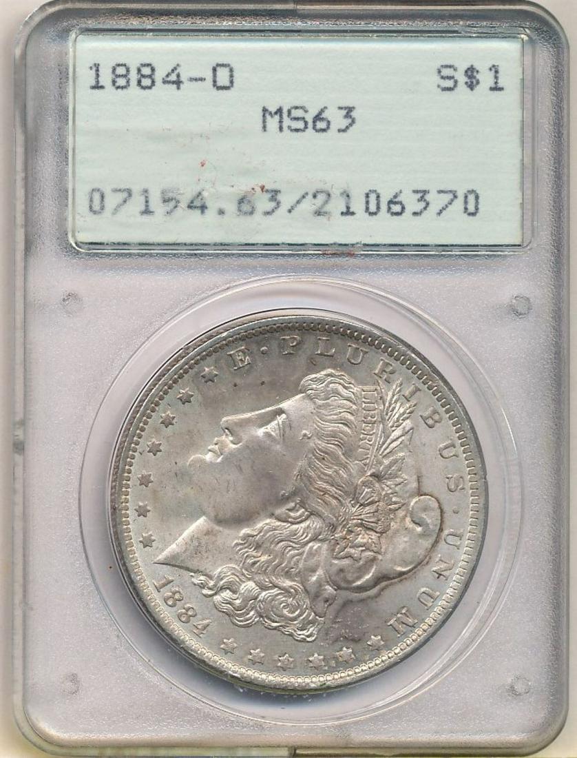 1884-O Morgan Silver Dollar OGH PCGS MS63 (1 of 2)