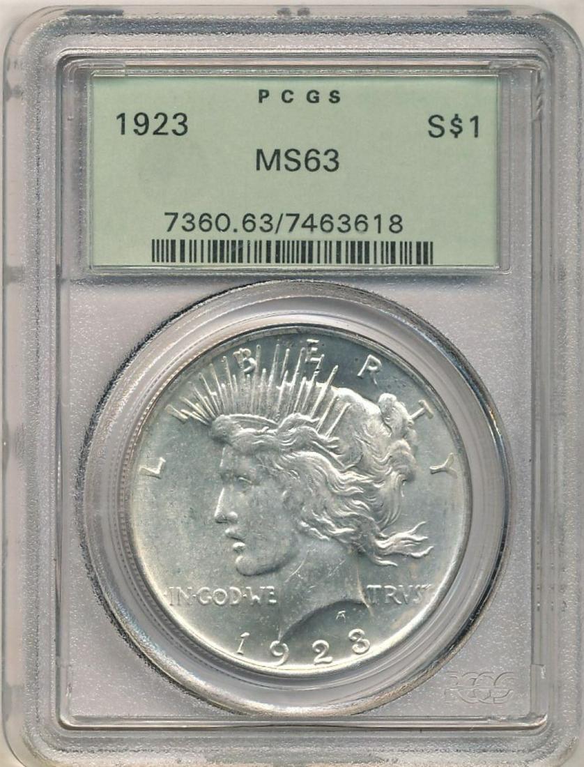 1923 Peace Silver Dollar OGH PCGS MS63 (1 of 2)