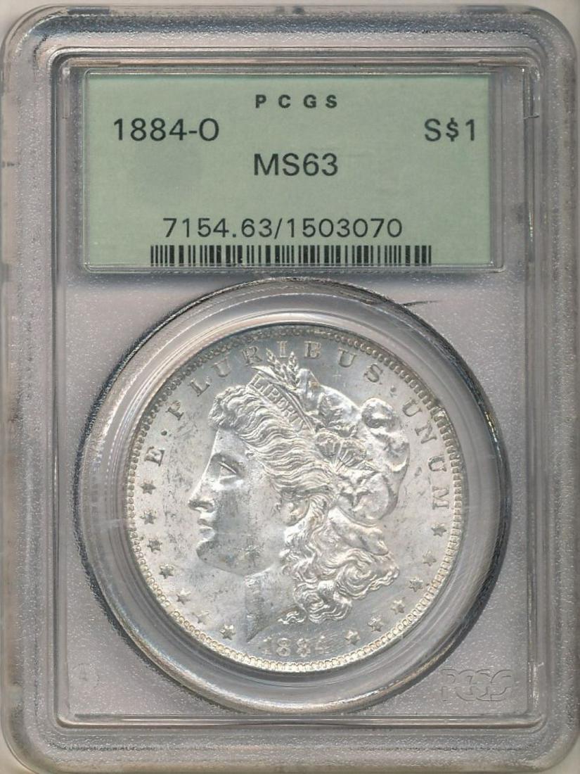 1884-O Morgan Silver Dollar OGH PCGS MS63 (1 of 2)