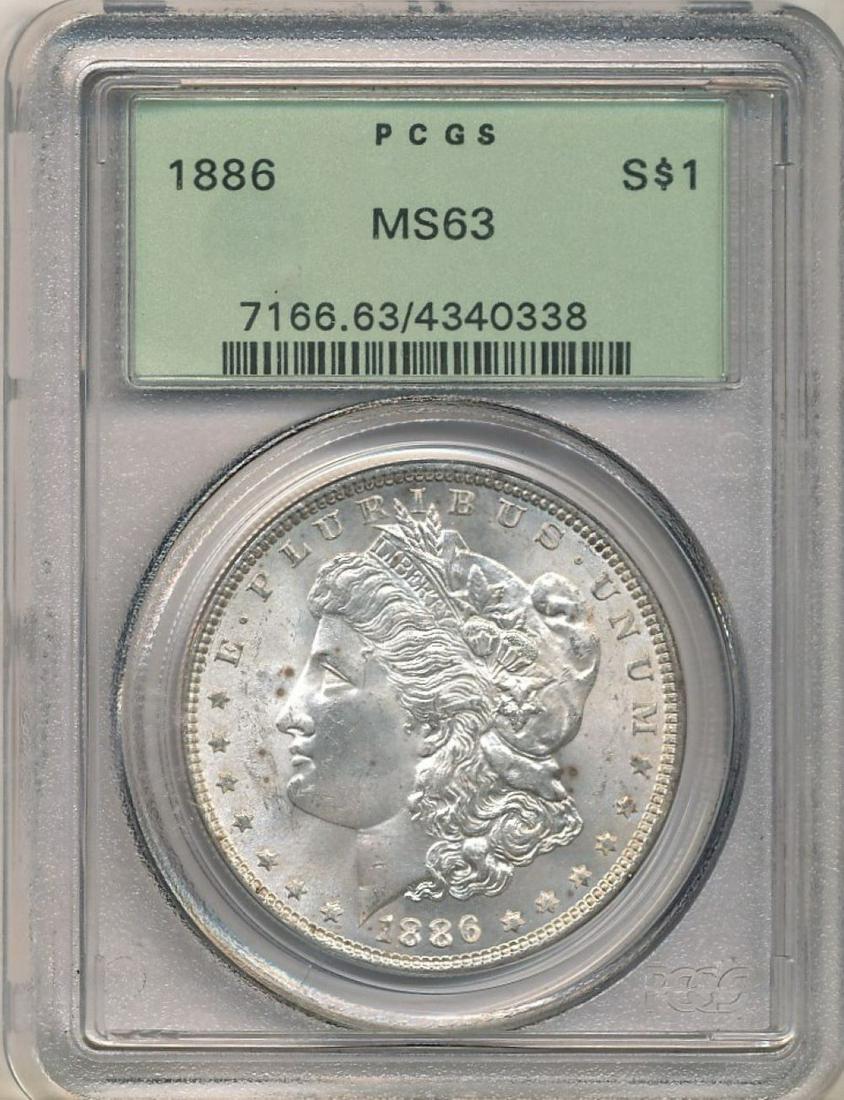 1886 Morgan Silver Dollar OGH PCGS MS63 (1 of 2)