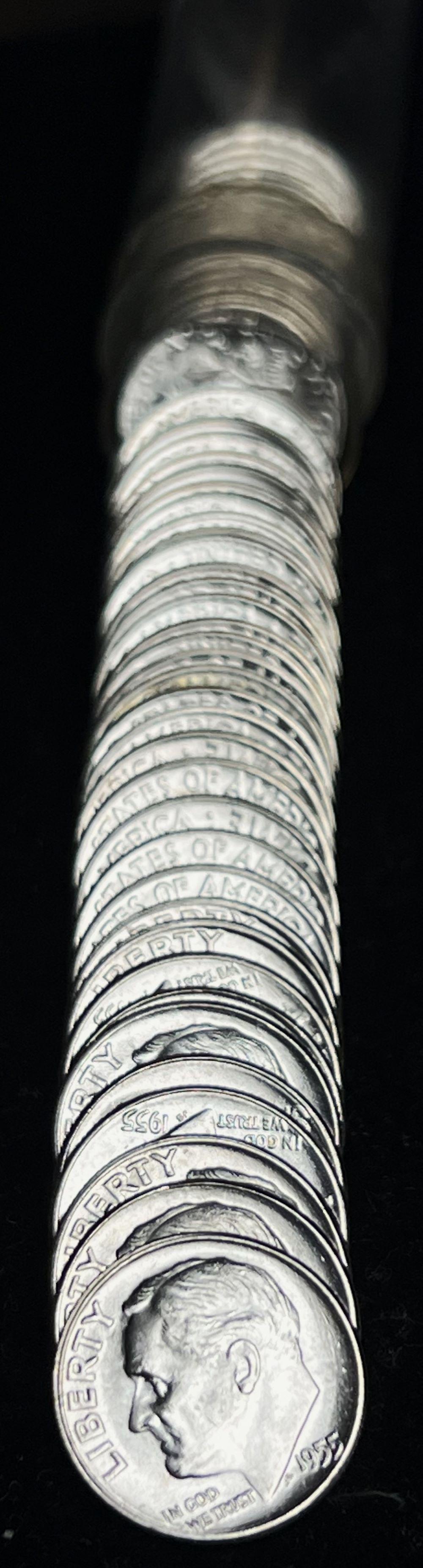 Mint Condition Roll (50) 90% Silver 1955 10C Roosevelt (1 of 4)