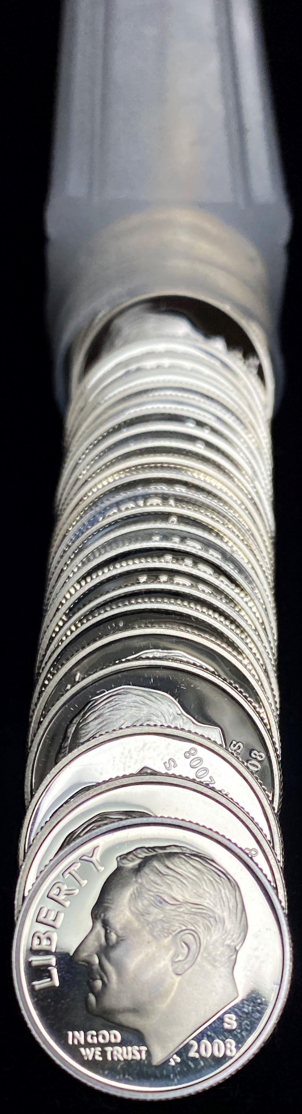 Roll (50) 2008-S Proof Roosevelt Dimes 90% Silver (1 of 3)