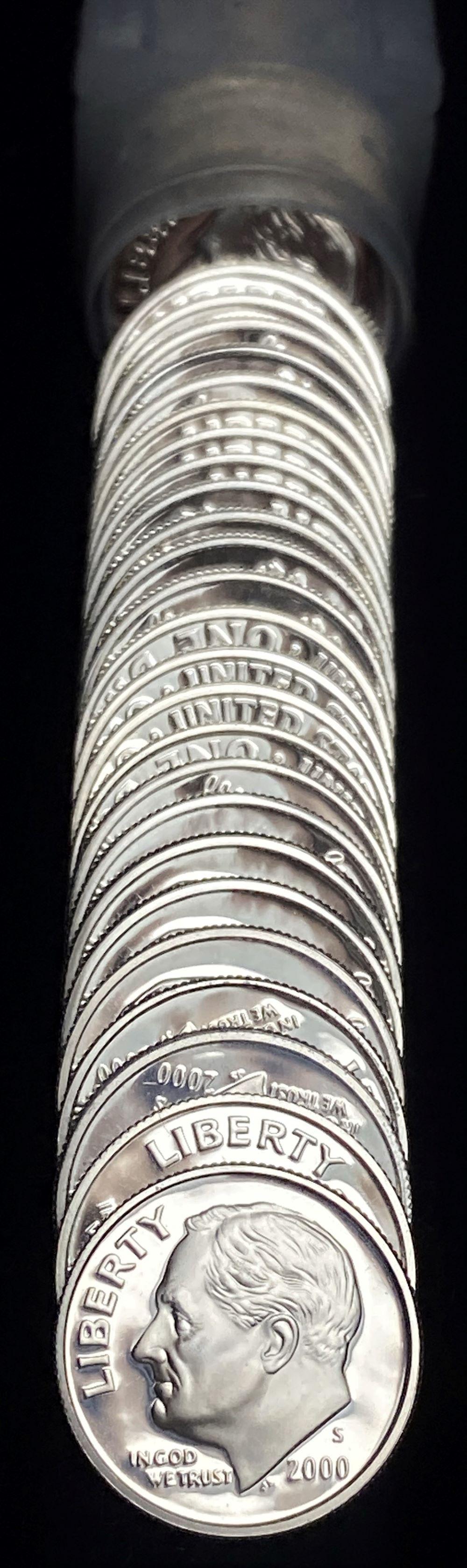 Roll (50) 2000-S Proof Roosevelt Dimes 90% Silver (1 of 3)