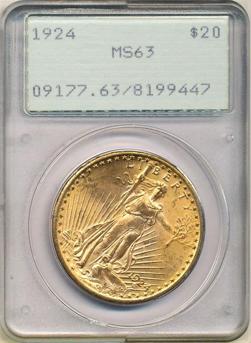 1924 Super Old PCGS Holder $20 Gold Saint Gaudens MS63 (1 of 4)