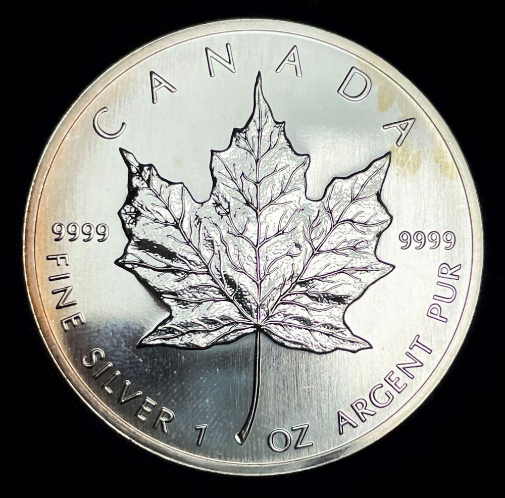 2004 Canda $5 Maple Leaf 1 ozt .9999 Silver: Winner shall receive the exact coin shown here. (JM/B)