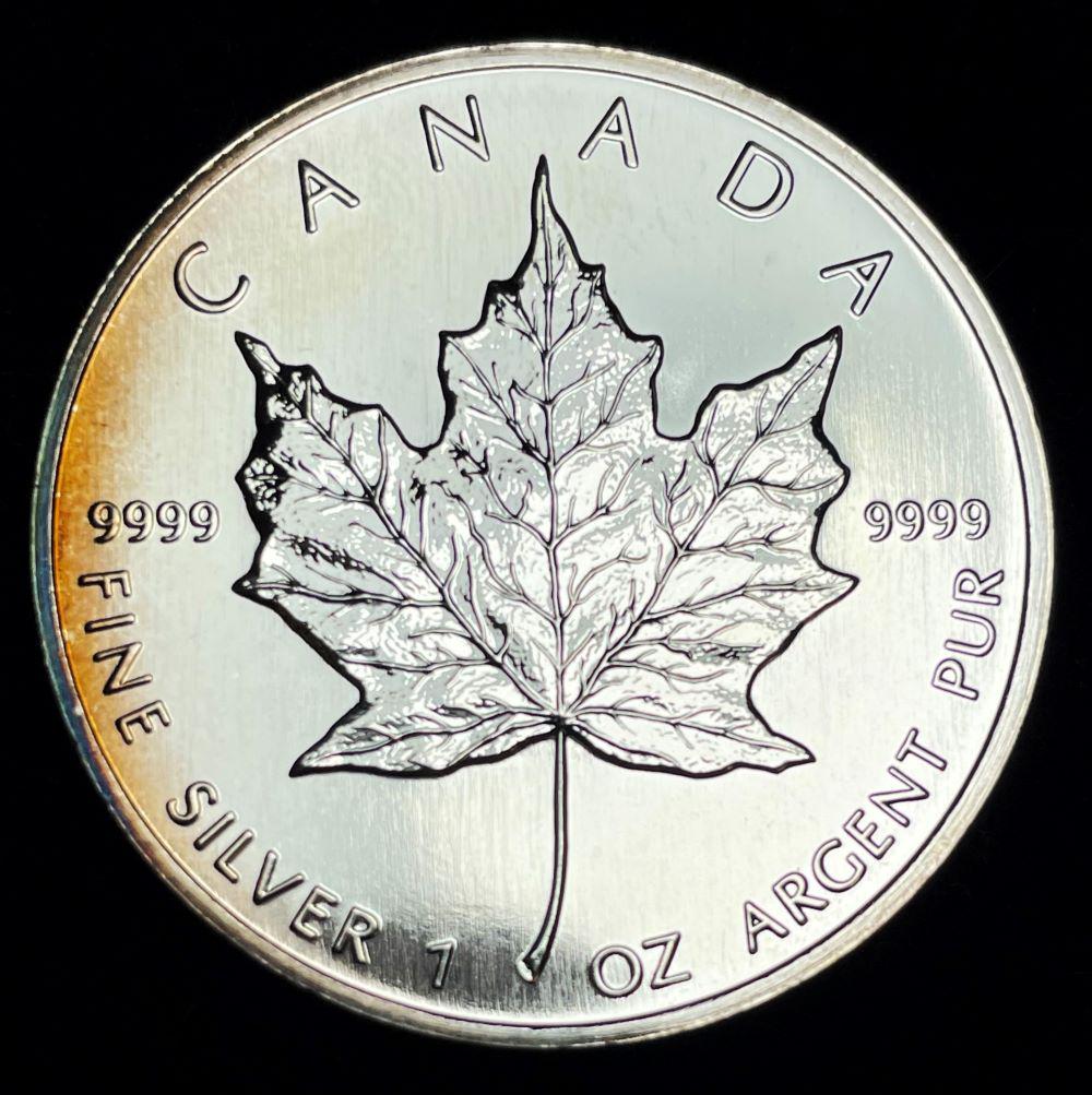 2002 Canda $5 Maple Leaf 1 ozt .9999 Silver: Winner shall receive the exact coin shown here. (JM/B)