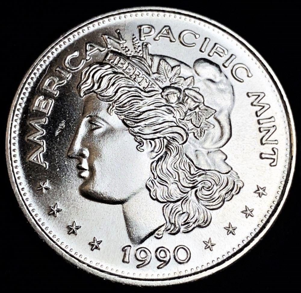 1990 Proof Morgan Design 1 ozt .999 Silver Trade Unit (1 of 2)