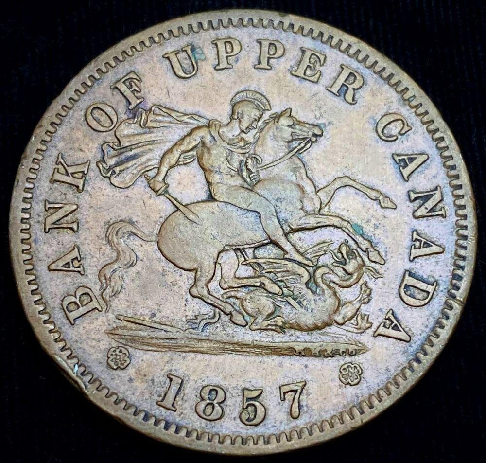 1857 Bank Of Upper Canada 1 Cent Token AU50 (1 of 3)