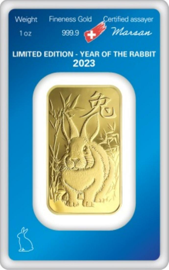 (10) 2023 Gold Argor-Heraeus Year Of Rabbit 1 ozt Bar (1 of 2)