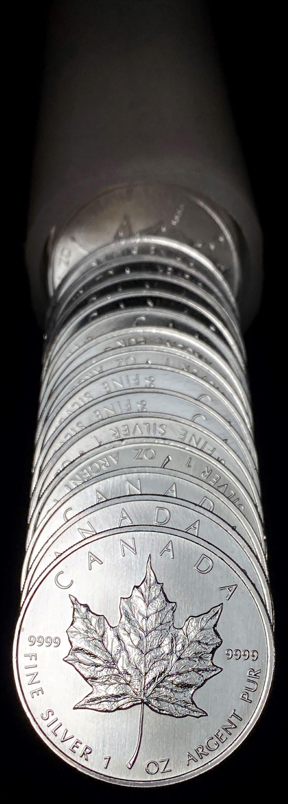 Roll (25) 2008 Olympic .9999 Silver Maple Leaf 1 ozt (1 of 4)