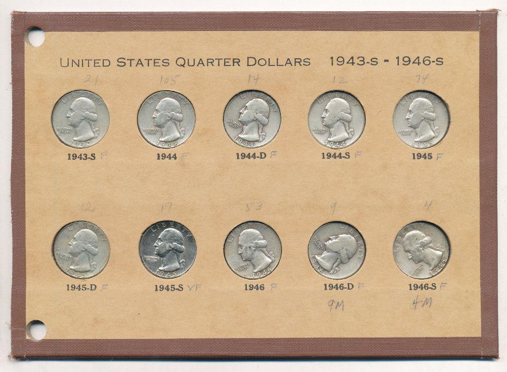 U.S. Washington Quarter Set (10-coins) 1943-S-1946-S (1 of 6)