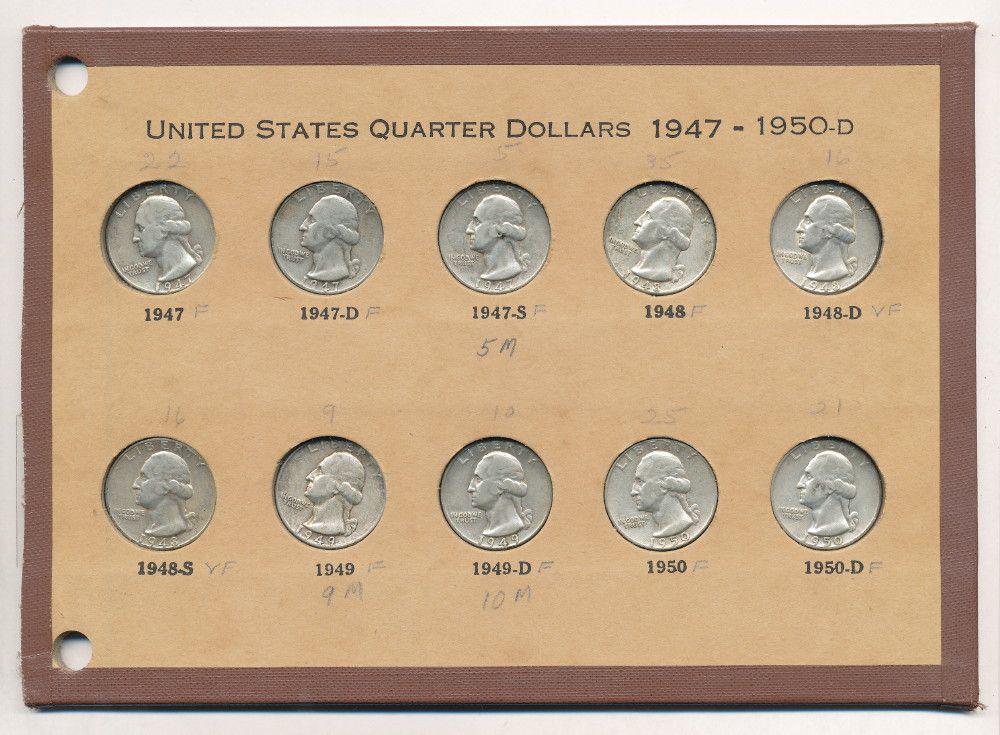 U.S. Washington Quarter Set (10-coins) 1947-1950-D (1 of 6)