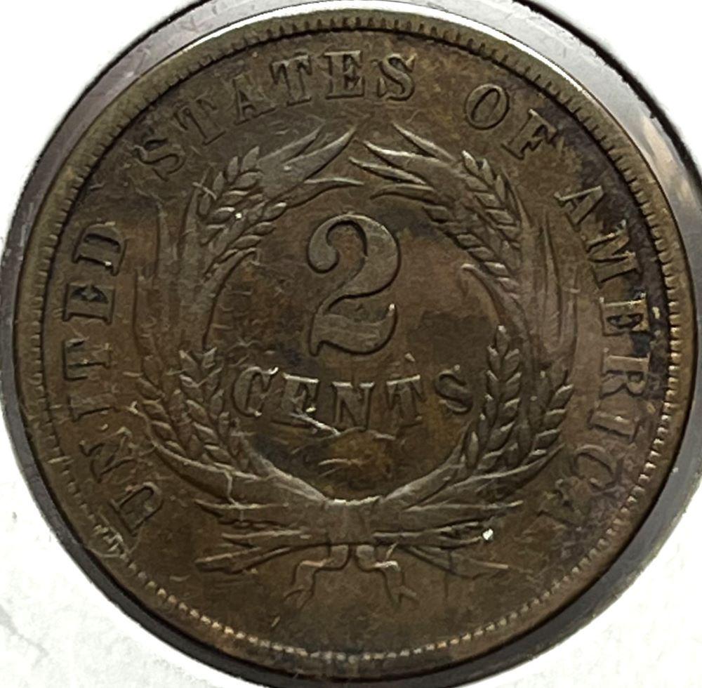 1864 Two Cent Cent Coin Large Motto Fine (1 of 2)
