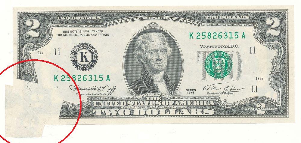 Major Currency Mint Error 1976 $2 Federal Reserve Note (1 of 3)