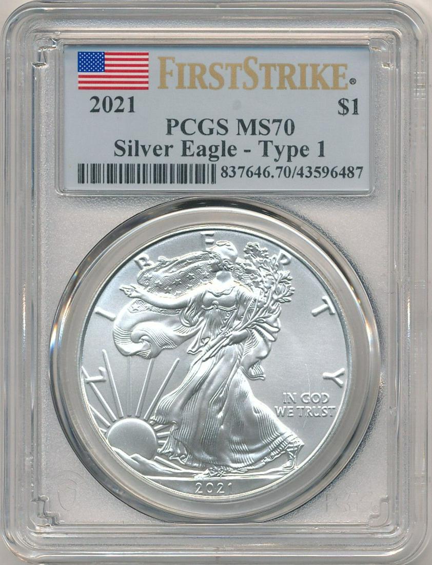2021 American Silver Eagle PCGS MS70 Type 1 (1 of 4)