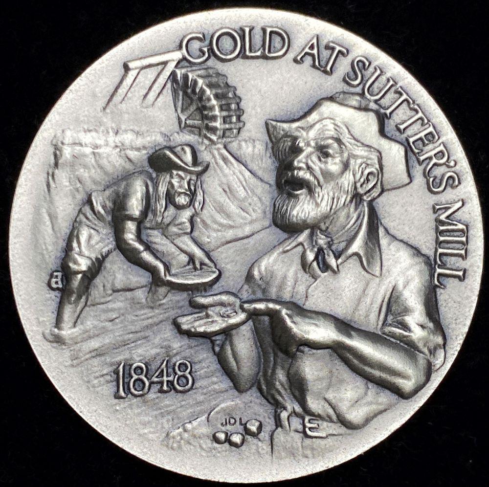 1848 Gold At Sutter's Mill Longines Sterling Silver: Winner shall receive the exact round shown here. (AZ/B)