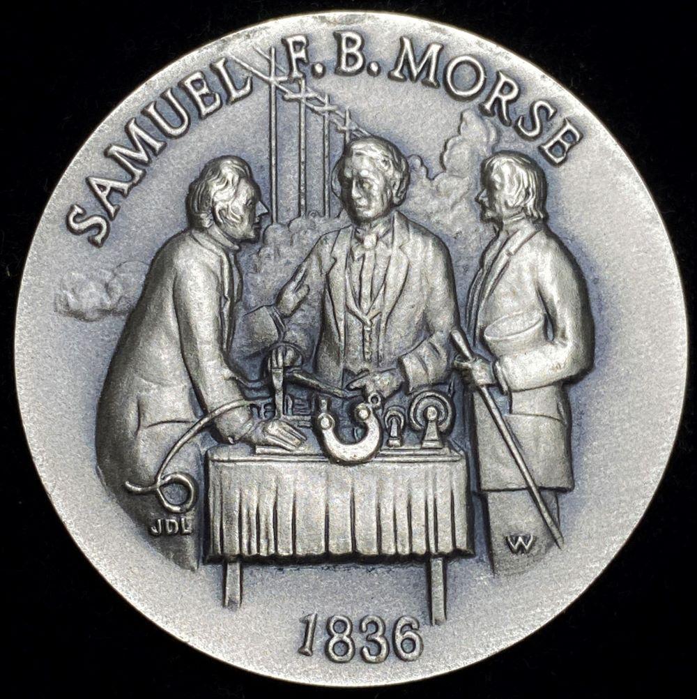 1836 Samuel F.B.Morse Longines Sterling Silver Medal: Winner shall receive the exact round shown here. (AZ/B)
