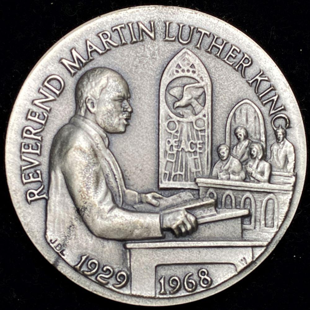 1929-1968 Reverend Martin Luther King Sterling Silver Medal: Winner shall receive the exact round shown here. (AZ/B)