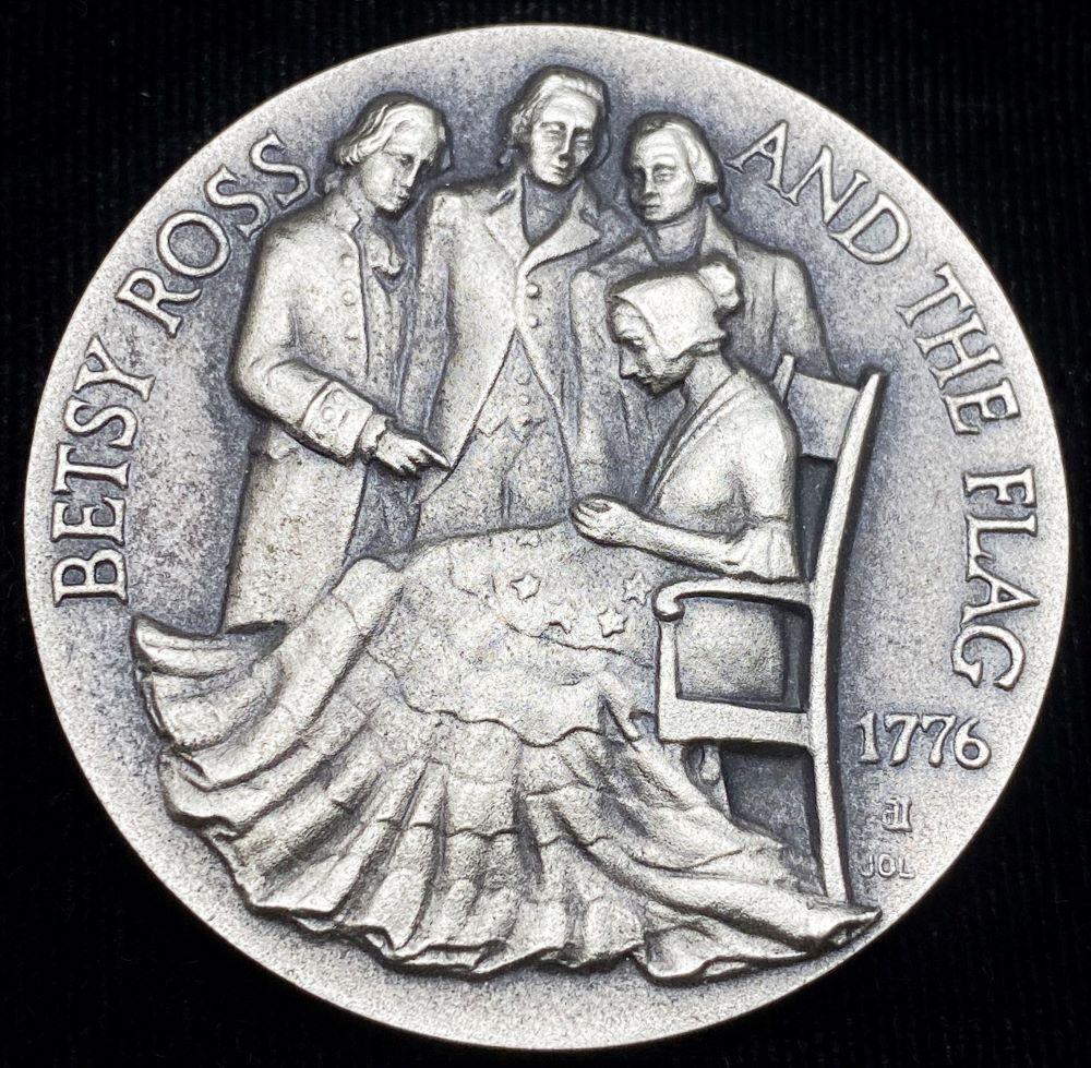 1776 "Betsy Ross And The Flag" Longines Symphonette Sterling Silver: Winner shall receive the exact coin shown here. (RR/B)
