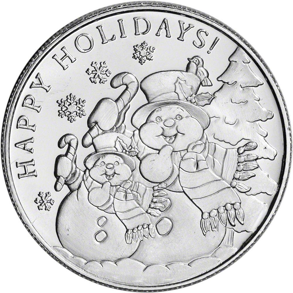 2022 Season's Greetings Snowman Silver 1 ozt (1 of 2)