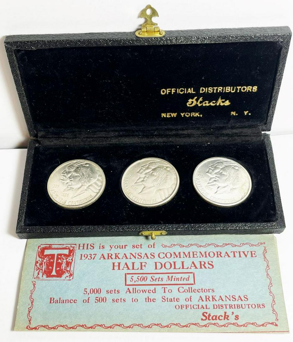 Phenomenally Rare 1937 Arkansas Silver Commemorative Original Set (3-coins) (1 of 9)