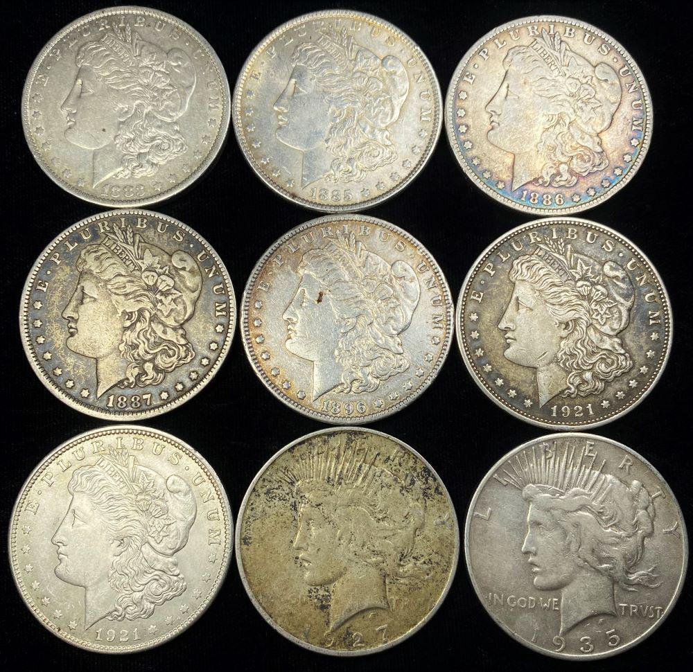 (9) Mixed 1883-1935 U.S. Silver Dollar Collection (1 of 2)