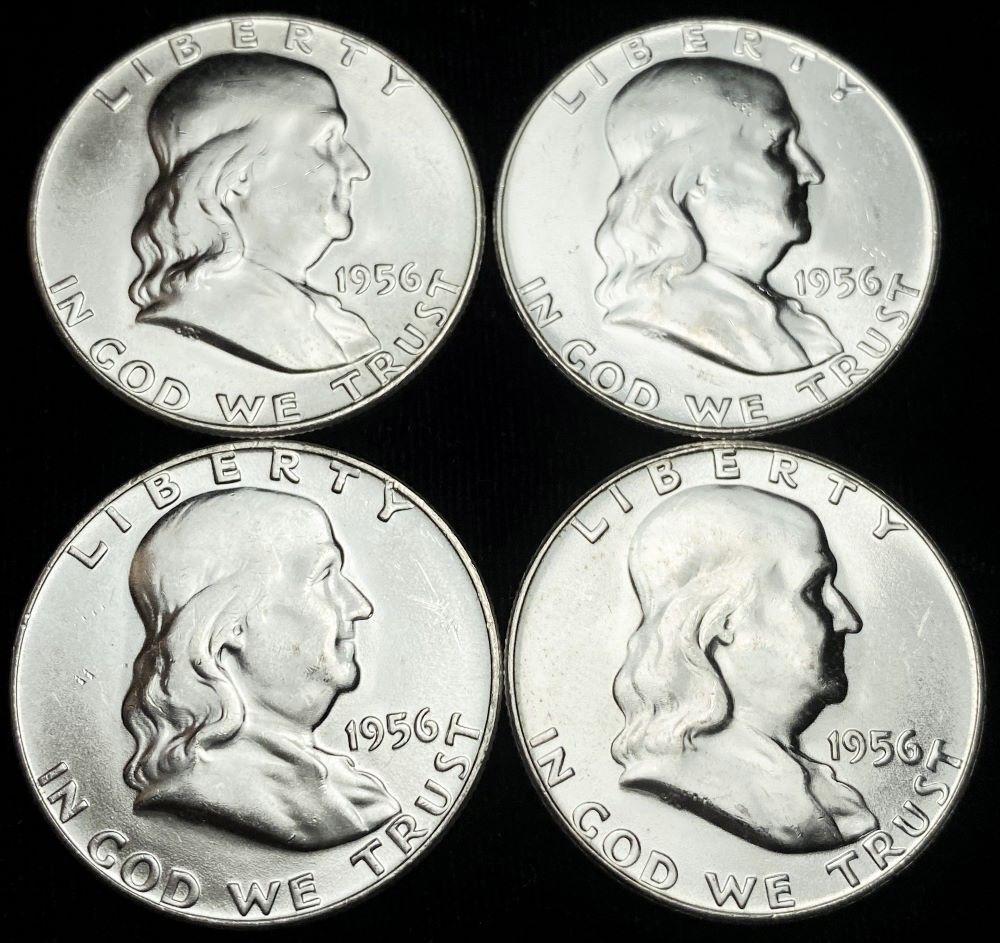 (4) 1956 Franklin Silver Half Dollar BU (1 of 2)