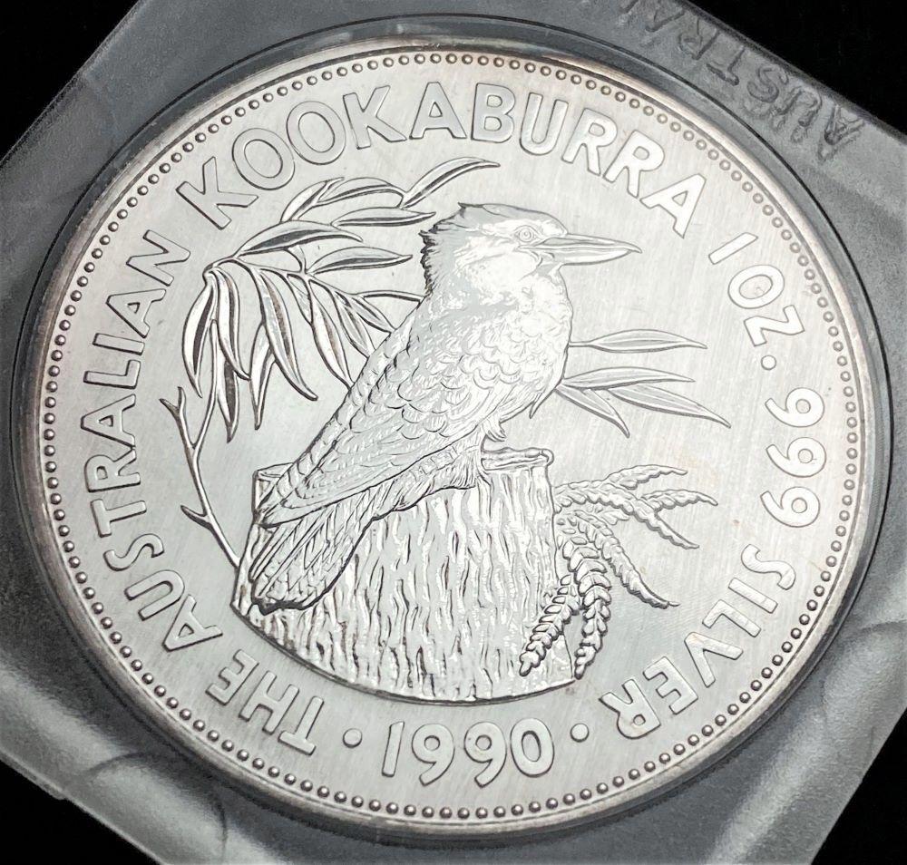 1990 $5 The Australian Kookaburra 1 ozt .999 Silver: Winner shall receive the exact coin shown here. (RR)