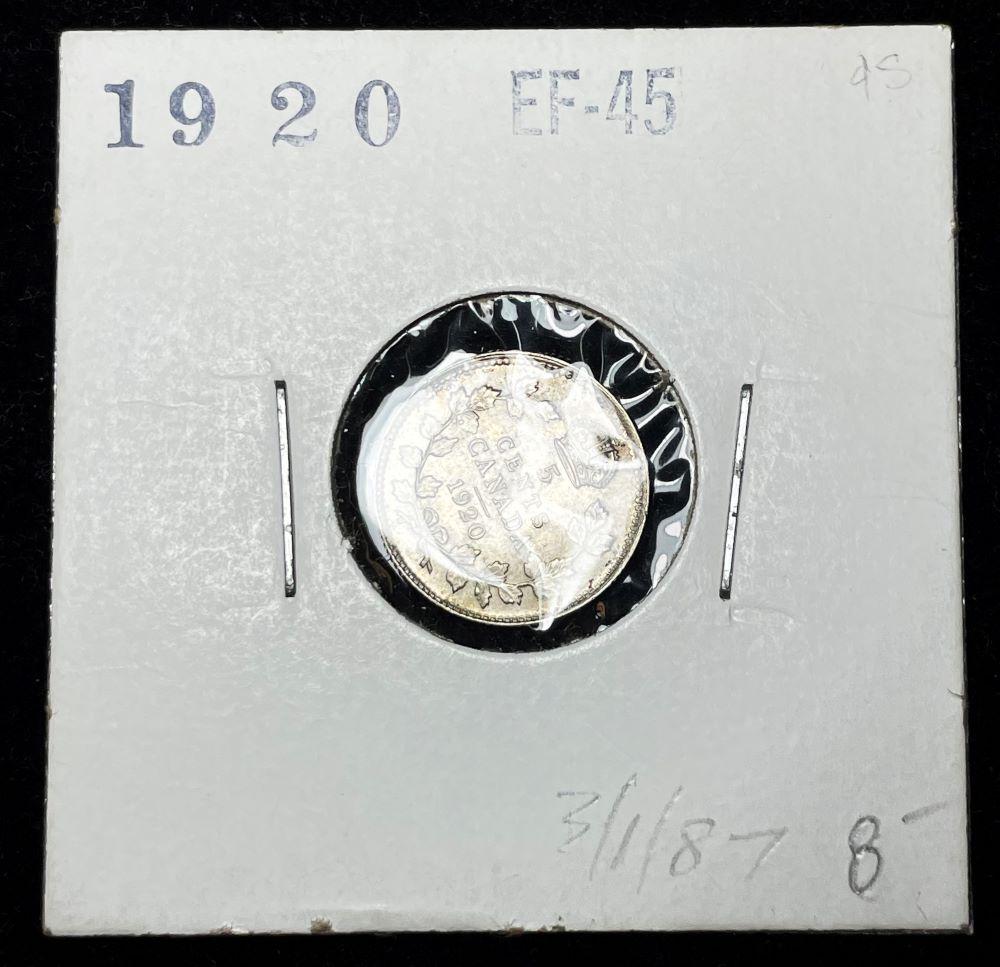 1920 Canadian Silver 5 Cent AU (1 of 3)