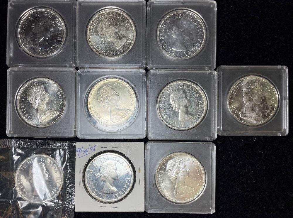 1958-1966 Canadian Silver Dollar (10-coins) (1 of 4)