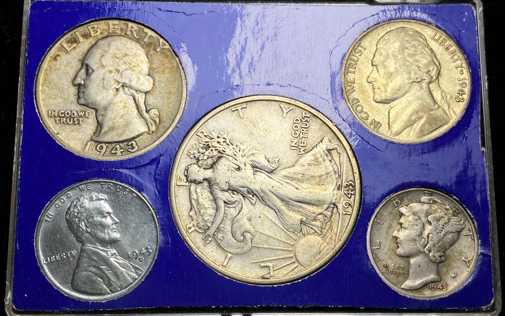 Old 1943 United States "Mint Set" (5-coins) (1 of 3)