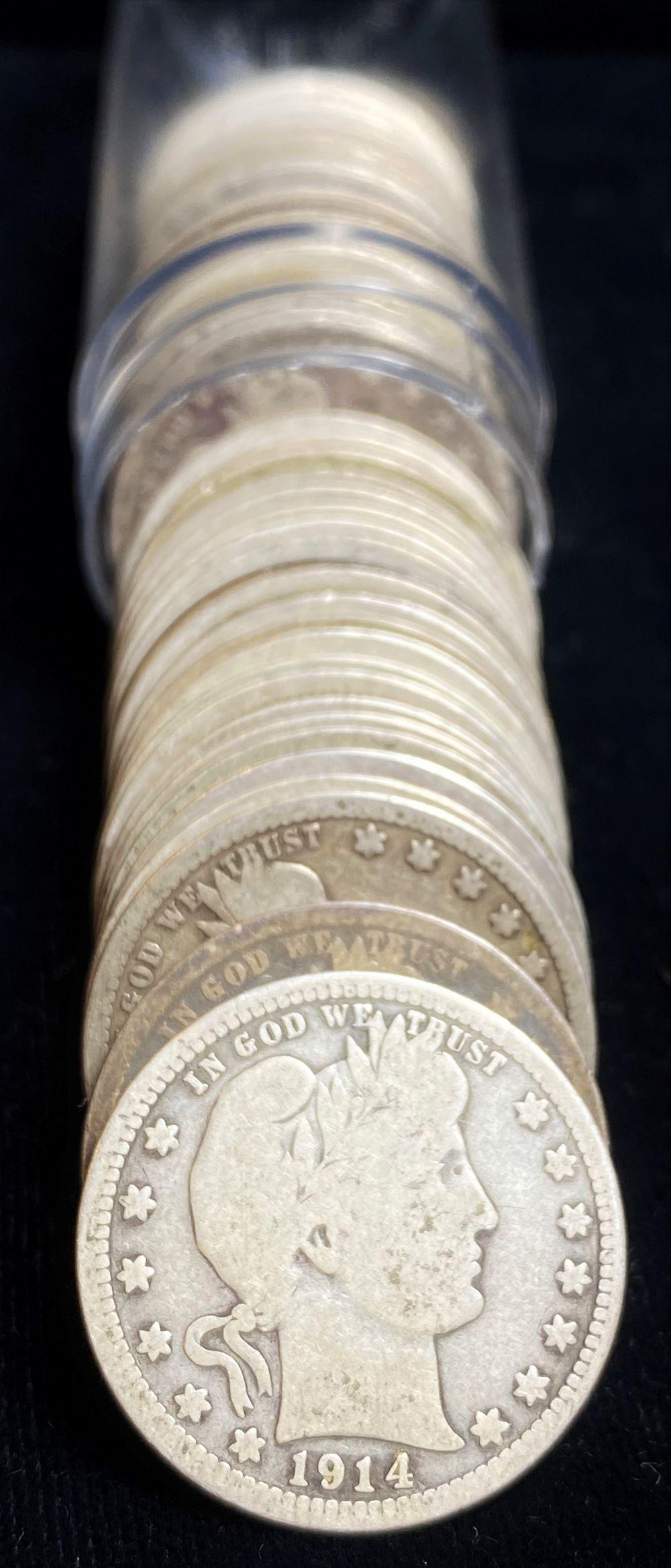 Roll (40-coins) Barber Quarters 90% Silver (1 of 3)
