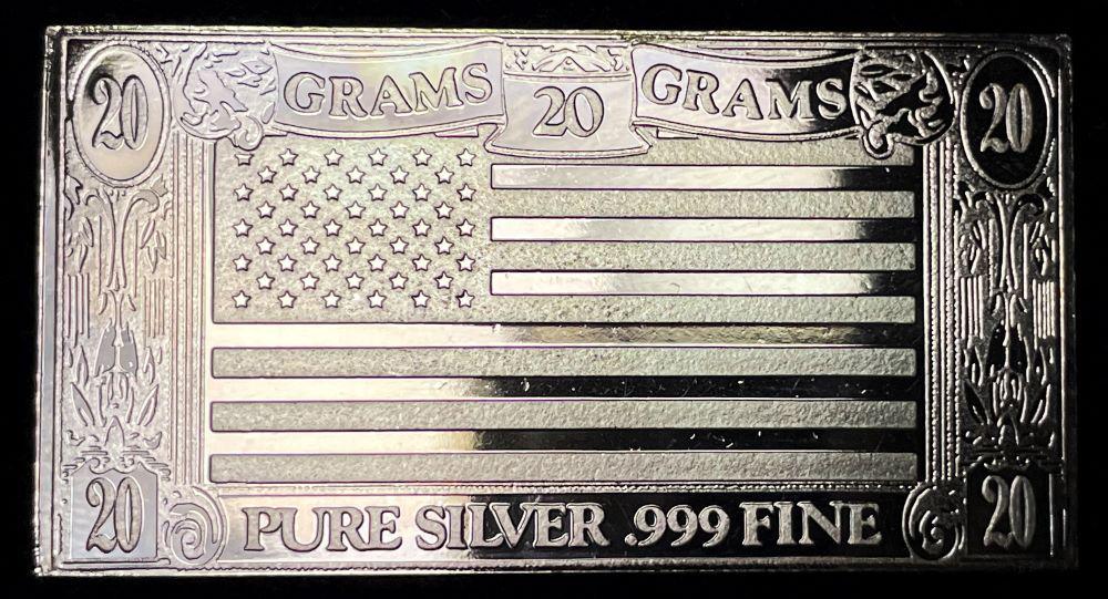 20 Grams American Flag .999 Silver Bar (1 of 2)