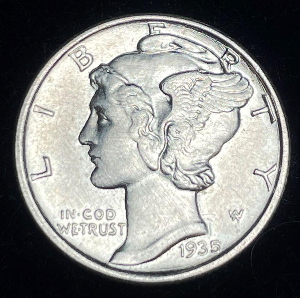 1935 Mercury Dime MS63 Full Split Band Detial (1 of 2)