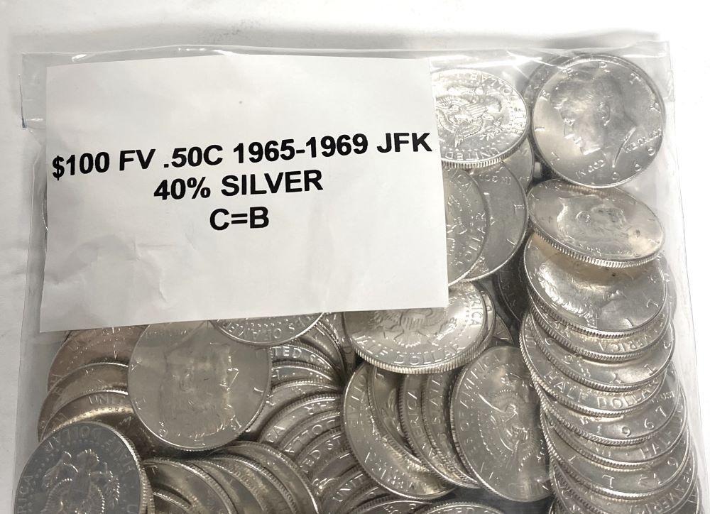 United States 40% Silver Premium Condition Franklin 50 Cents $100 (200-coins) (1 of 11)
