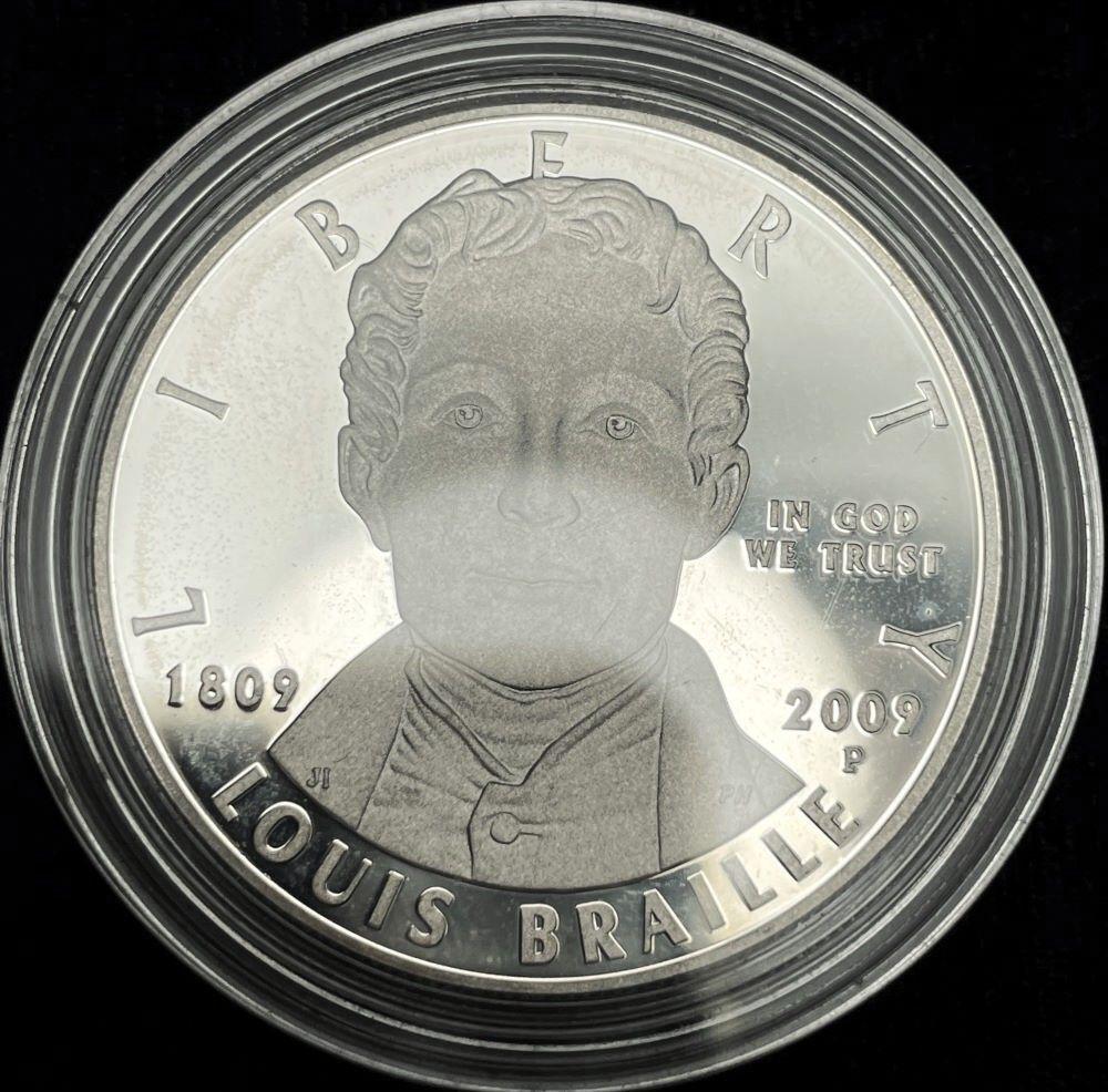 2009-P Louis Braille U.S. Proof Silver Commemorative Dollar MS69 (1 of 2)