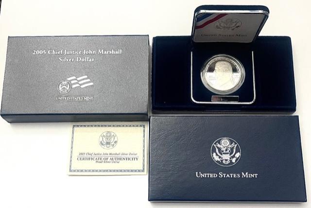 2005 Chief Justice John Marshall Commemorative Proof Silver Dollar: Winner shall receive the exact coin shown here. (SJ/B)